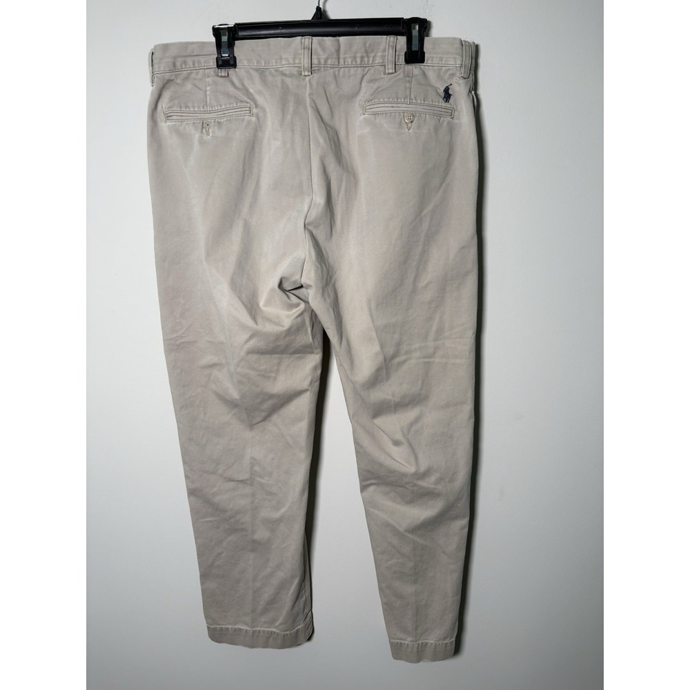 Polo Ralph Lauren Ethan Pant Mens 38x30 Khaki Double Pleated 100% Cotton - Picture 3 of 5